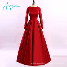 Appliques en dentelle Satin Red Plus Size Long Sleeve Evening Dress